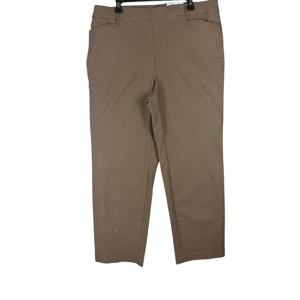 Rafaella Womens Size 18 Houndstooth Stretch Pants Rich Khaki Slim RSBFF010 NWT‎